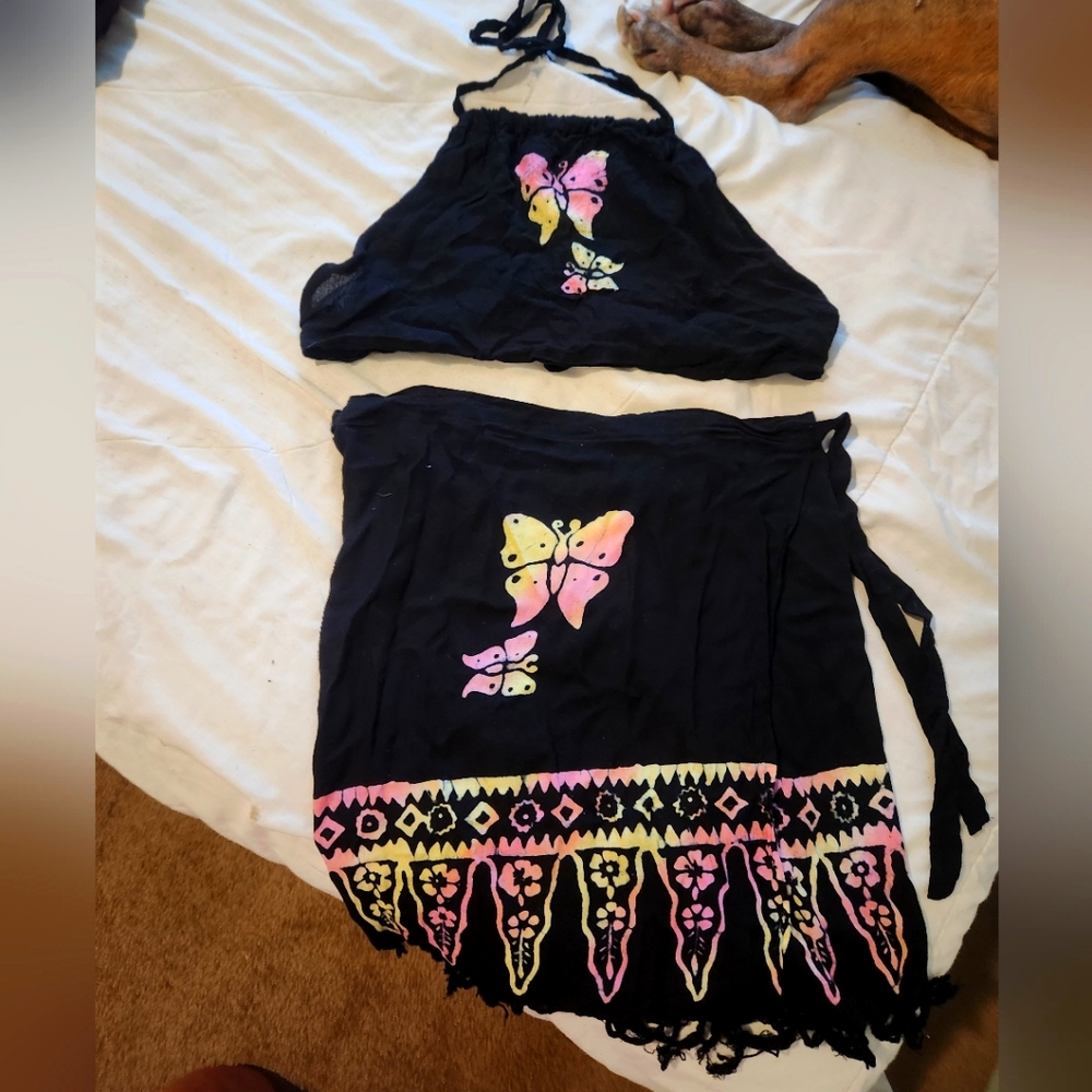 2 pc lightweight skirt and halter top